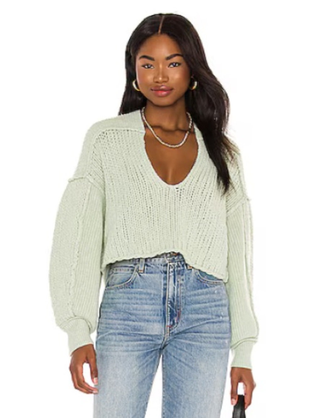 Free People x Revolve Sea Bright Pullover Sweater Soda Lime S